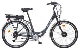 Elektrokolo LIBERTY e-VIA 6spd 36V přední pohon Barva: antracit, baterie Li-ion: 10Ah, Dojezd 40 -60km, vidlice: odpružená Suntour