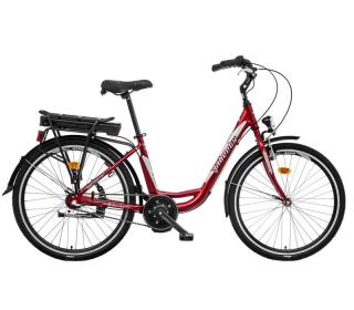 Jízdní kolo e-VIA BB 3spd 36V Barva: červená, baterie Li-ion: 17Ah, Dojezd 80 -100km, vidlice: pevná
