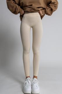 Béžové basic elastické žebrované legíny MARTINELI Velikost: M/L
