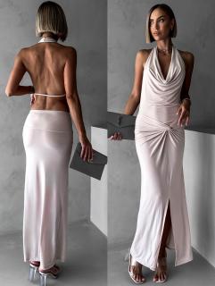 Béžové elegantní šaty RHIANY s odhalenými zády Velikost: ONESIZE