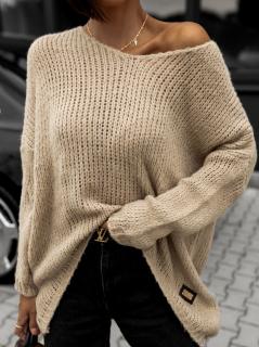 Béžový volný pletený svetr TERINES Velikost: ONESIZE