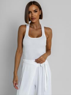 Bílé basic žebrované tílko LORETA Velikost: M/L