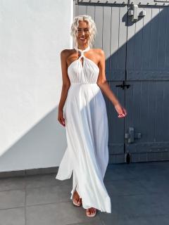 Bílé elegantní šaty BEATRICE s vázáním