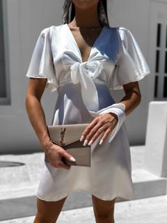 Bílé elegantní šaty RYRAME s volánky Velikost: ONESIZE