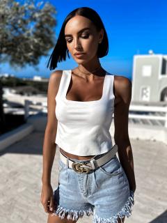 Bílý elegantní crop top LOTES Velikost: ONESIZE