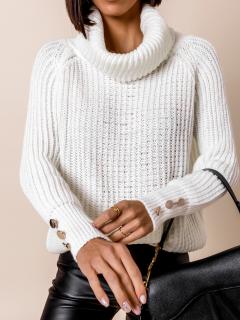 Bílý pletený svetr LOTTIES s knoflíky Velikost: ONESIZE