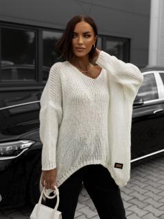Bílý volný pletený svetr TERINES Velikost: ONESIZE