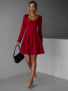 Bordó áčkové basic šaty BUTTONI s výstřihem Velikost: ONESIZE