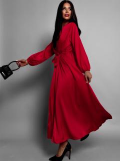 Bordó elegantní šaty WOMAN s dlouhým rukávem Velikost: ONESIZE