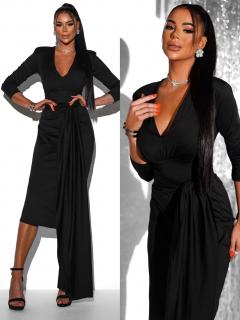 Černé elegantní šaty AUTIS s výstřihem Velikost: ONESIZE