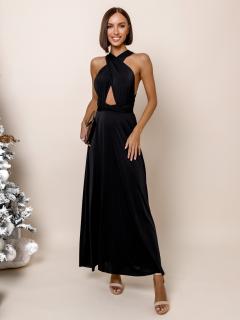Černé elegantní šaty BEATRICE s vázáním Velikost: ONESIZE