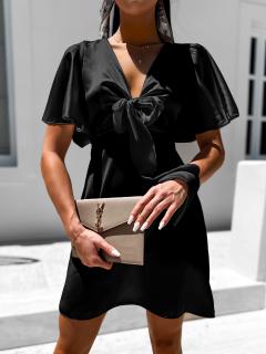 Černé elegantní šaty RYRAME s volánky Velikost: ONESIZE