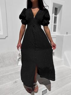 Černé košilové šaty SEPHINO s knoflíky Velikost: ONESIZE