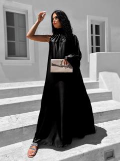 Černé lesklé elegantní šaty GLADIOLUS Velikost: ONESIZE