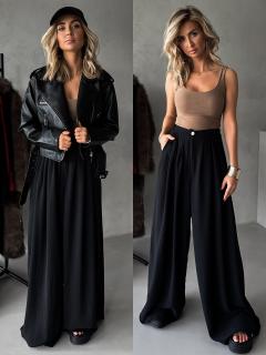 Černé široké wide leg kalhoty VATIKA Velikost: ONESIZE
