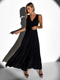 Černé třpytivé dlouhé elegantní šaty DUNJA Velikost: ONESIZE