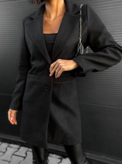Černý elegantní flaušový kabát NOAM Velikost: ONESIZE