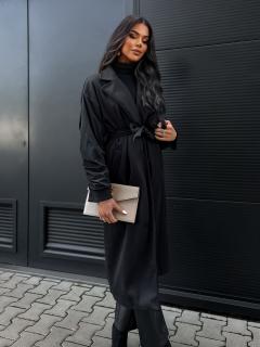 Černý kabát ANUBI na zavazování Velikost: ONESIZE