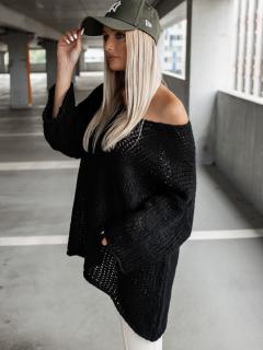Černý pletený svetr WEST s výstřihem