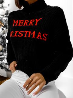 Černý vánoční svetr DIVERSI s nápisem Velikost: ONESIZE