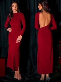 Červené elegantní dlouhé jednoduché šaty ASPASIA Velikost: ONESIZE