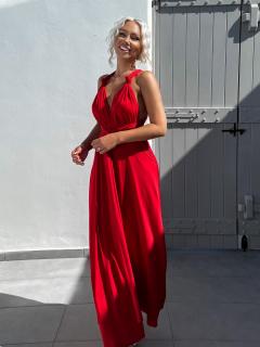 Červené elegantní šaty BEATRICE s vázáním