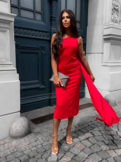 Červené elegantní šaty COLOMBE s vlečkou Velikost: ONESIZE