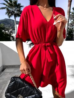 Červené lehké šaty MULLBERY s výstřihem Velikost: ONESIZE