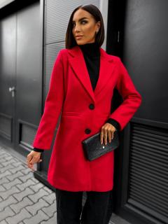 Červený flaušový kabát NOAM s knoflíky Velikost: ONESIZE