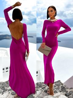 Fialové dlouhé elegantní šaty NINTENI s průstřihem na zádech Velikost: ONESIZE