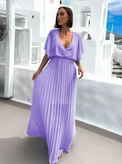 Fialové elegantní šaty PARFOMELLE s výsřihem do V Velikost: ONESIZE