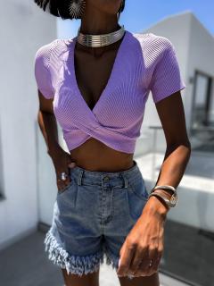 Fialový elegantní crop top CAILINE Velikost: M/L