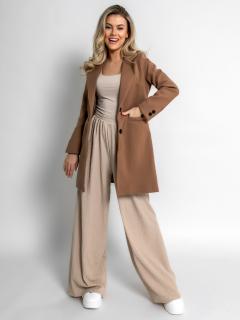 Hnědý basic flaušový kabát NOAM Velikost: ONESIZE