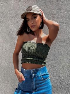 Khaki elegantní crop top KEET