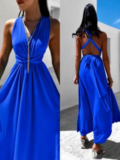 Královsky modré elegantní šaty BEATRICE s vázáním Velikost: ONESIZE