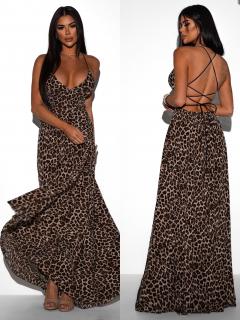 Leopardí elegantní dlouhé šaty DIYANNE Velikost: ONESIZE