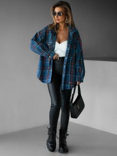 Modrá kostkovaná oversize košile LONELA Velikost: ONESIZE