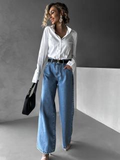 Modré basic široké wide leg džíny KENAN Velikost: L
