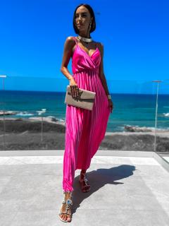 Neon růžové elegantní šaty SIMORENS Velikost: ONESIZE