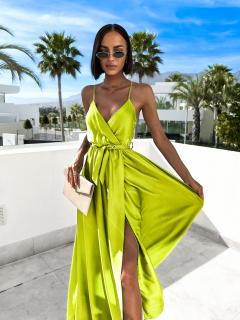 Neon zelené elegantní dlouhé šaty FAIRYTALE Velikost: ONESIZE