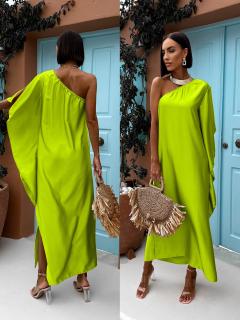 Neon zelené elegantní šaty HUDIESI přes rameno Velikost: ONESIZE