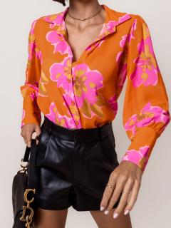 Oranžová elegantní košile MENSA s květinovým vzorem Velikost: ONESIZE
