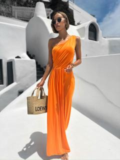 Oranžové elegantní asymetrické šaty DIETER Velikost: ONESIZE