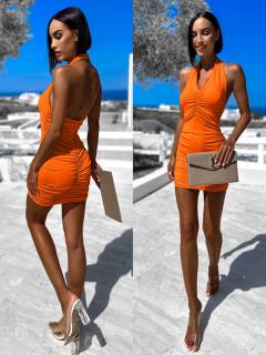 Oranžové elegantní šaty STAINLY Velikost: ONESIZE