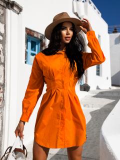 Oranžové košilové šaty SIERRA na knoflíky Velikost: ONESIZE