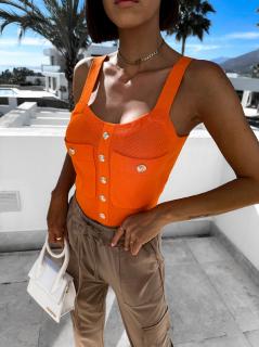 Oranžový crop top SKYLARE s knoflíky Velikost: ONESIZE