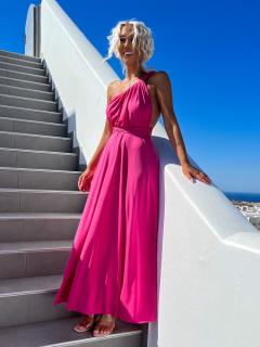 Růžové elegantní šaty BEATRICE s vázáním