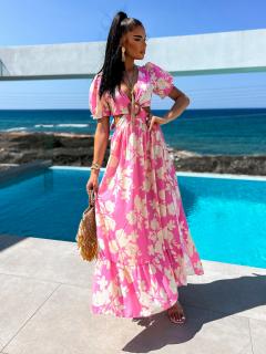 Růžové elegantní šaty CYPREY se vzory