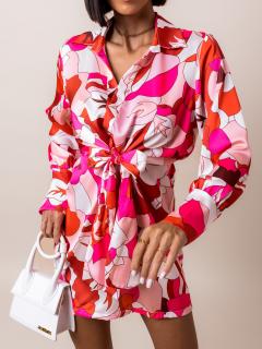 Růžové elegantní šaty TRUETT se vzory Velikost: ONESIZE