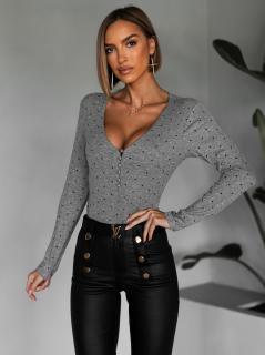 Šedé třpytivé body KETON s výstřihem Velikost: ONESIZE
